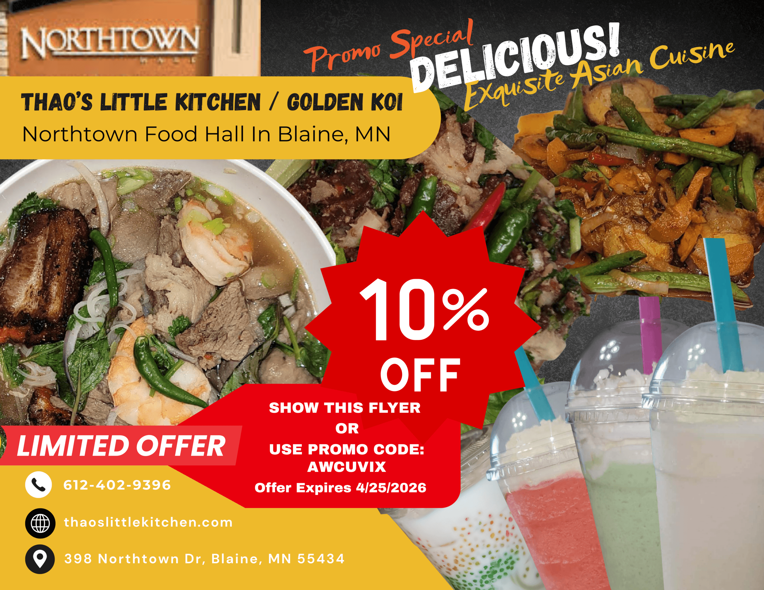 Promo special 10% off coupon for thao's little kitchen as a background image